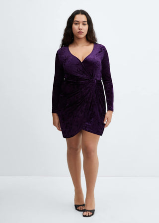 Vestido Cruzado de Terciopelo, Morado