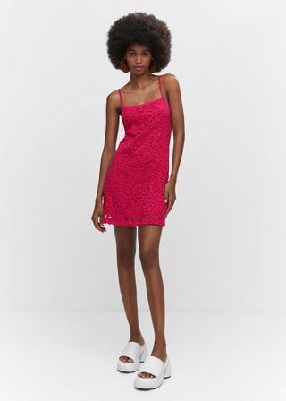 Vestido de Tirantes con Tejido de Crochet