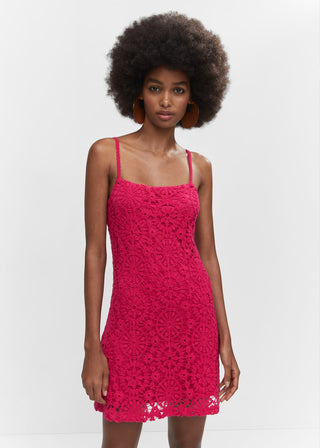 Vestido de Tirantes con Tejido de Crochet