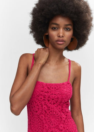 Vestido de Tirantes con Tejido de Crochet