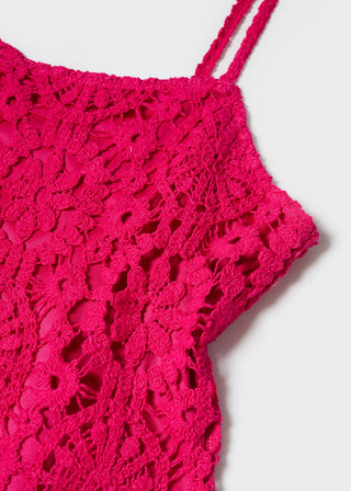 Vestido de Tirantes con Tejido de Crochet