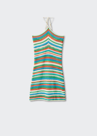 Vestido Entallado con Tejido de Crochet