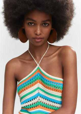 Vestido Entallado con Tejido de Crochet