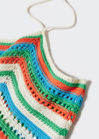 Vestido Entallado con Tejido de Crochet