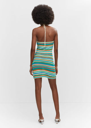 Vestido Entallado con Tejido de Crochet