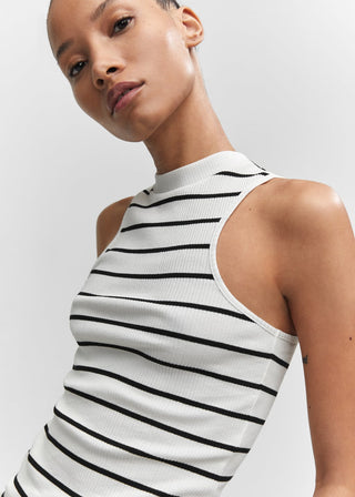 Camiseta Cuello Halter Estampado de Rayas