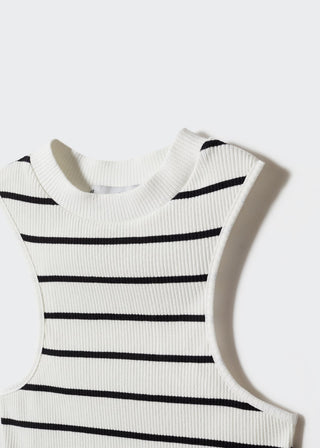 Camiseta Cuello Halter Estampado de Rayas