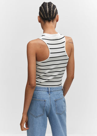 Camiseta Cuello Halter Estampado de Rayas