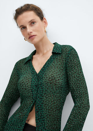 Camisa Manga Larga con Estampado Animal Print