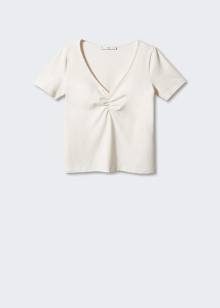 Camiseta Manga Corta con Detalle Fruncido