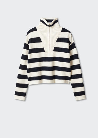 Sudadera Cuello Perkins Estampado de Rayas