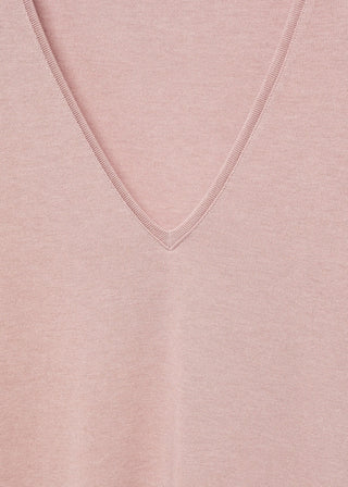 Camiseta Manga Larga Cuello Pico, Rosa