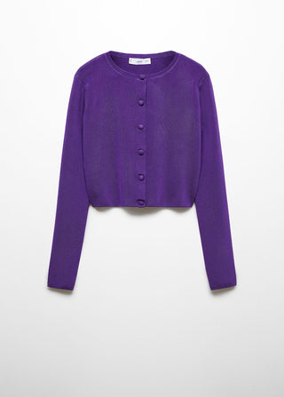 Sudadera Crop con Botones, Morado