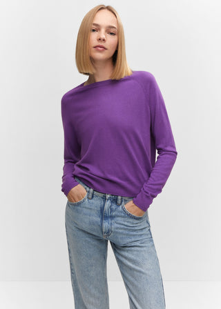 Sudadera Punto Fino Cuello Redondo Morado