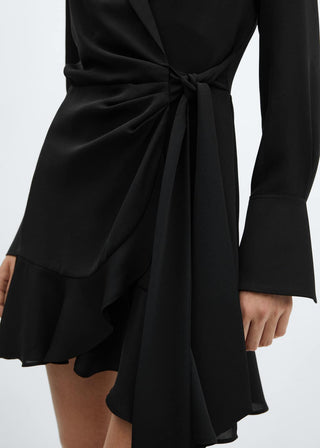 Vestido Manga Larga con Diseño Cruzado