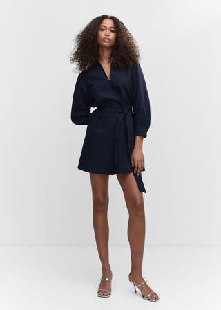 Vestido Camisero Manga Larga de Algodón
