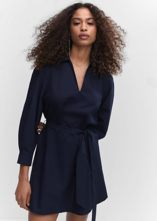 Vestido Camisero Manga Larga de Algodón