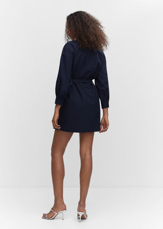 Vestido Camisero Manga Larga de Algodón