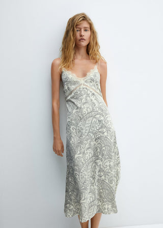 Paisley Print Lace Cami Dress