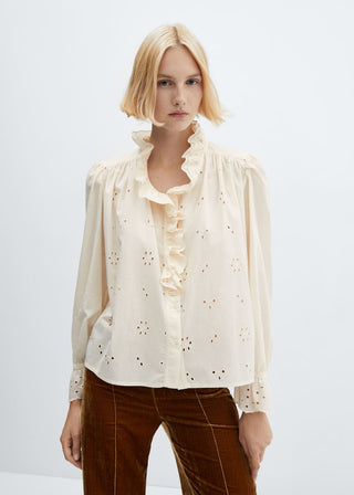Camisa Manga Larga con Detalle Volantes