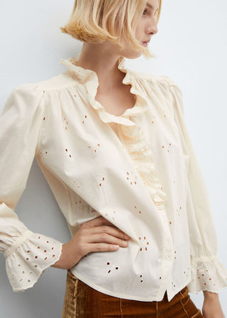 Camisa Manga Larga con Detalle Volantes