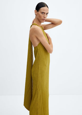 Vestido Cuello V con Espalda Abierta