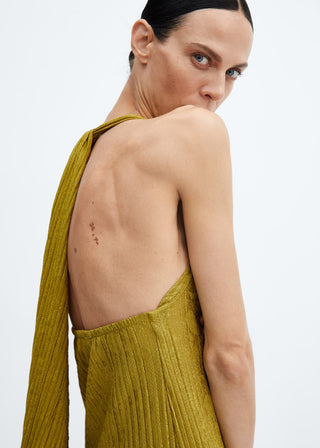 Vestido Cuello V con Espalda Abierta