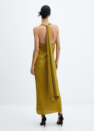 Vestido Cuello V con Espalda Abierta