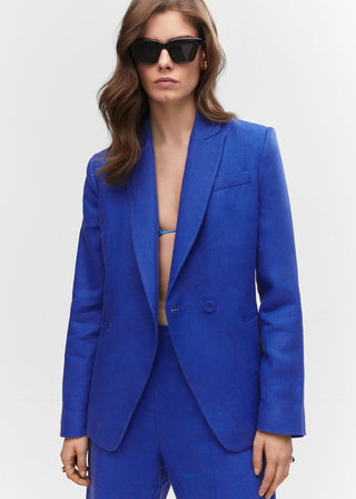 Blazer Recto con Solapas de Lino