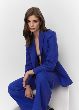 Blazer Recto con Solapas de Lino