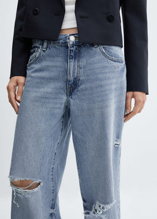 Jeans Talle Medio con Rotos
