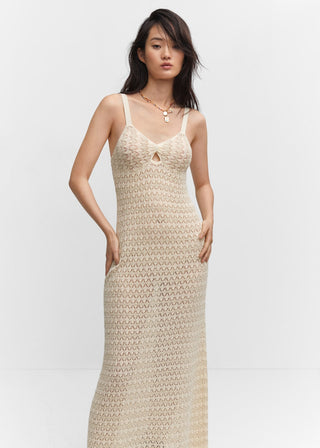 Vestido de Tirantes con Tejido de Crochet
