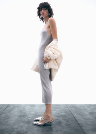 Vestido sin Mangas con Tejido de Lúrex