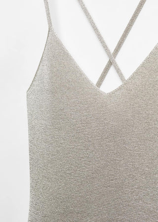 Vestido sin Mangas con Tejido de Lúrex