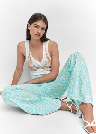 Pantalón Ancho con Estampado Floral