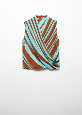 Blusa Cruzada con Estampado de Rayas