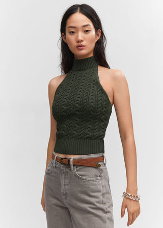 Blusa Cuello Halter con Tejido Trenzado