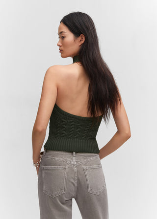 Blusa Cuello Halter con Tejido Trenzado
