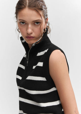 Striped Zippered Vest