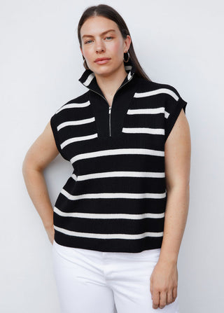 Striped Zippered Vest