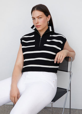 Striped Zippered Vest