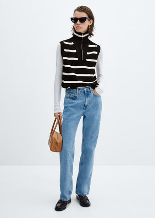 Striped Zippered Vest