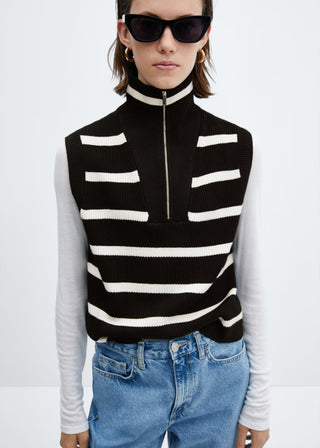Striped Zippered Vest