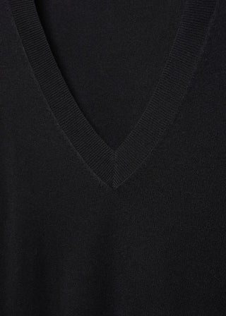 Sudadera Punto Fino Cuello Pico Negro