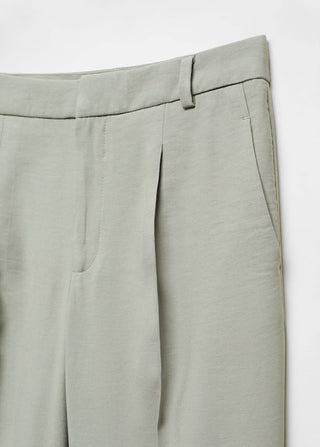 Pantalón Recto de Pinzas, Verde