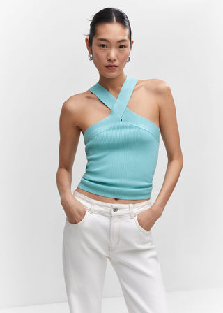 Blusa de Punto con Cuello Halter