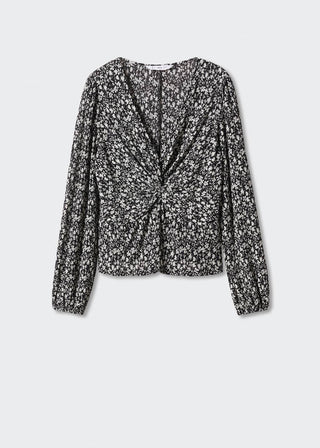 Camisa Manga Larga Cuello V con Estampado