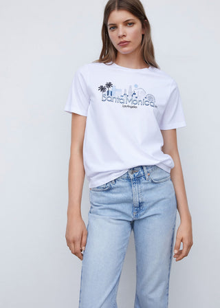 Camiseta de Algodón Estampado, Blanco