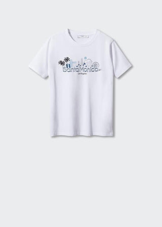 Camiseta de Algodón Estampado, Blanco