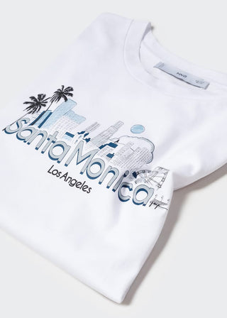 Camiseta de Algodón Estampado, Blanco